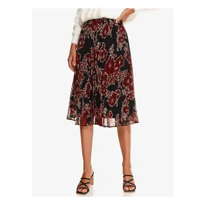 Burgundy-Black Floral Pleated Skirt TOP SECRET - Women