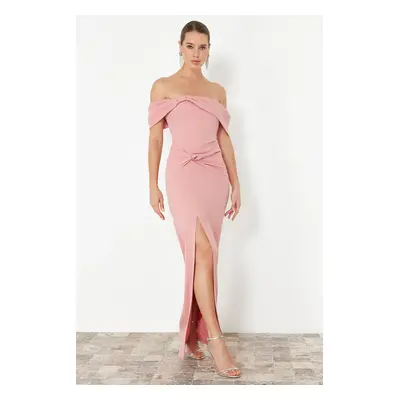 Trendyol Dusty Rose Woven Long Evening Dress