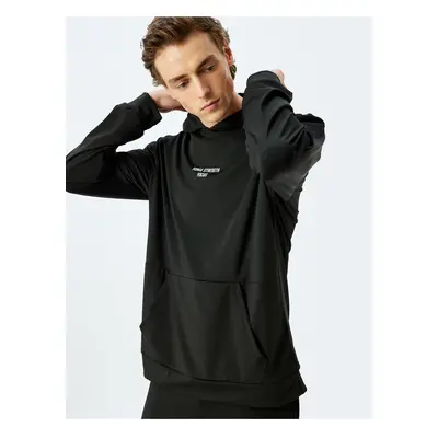 Koton Hooded Slogan Printed Interlock Fabric Sports Sweatshirt