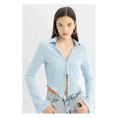 DEFACTO Cool Fitted Wrinkly Long Sleeve Shirt