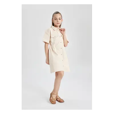 DEFACTO Girl's Gabardine Short Sleeve Dress