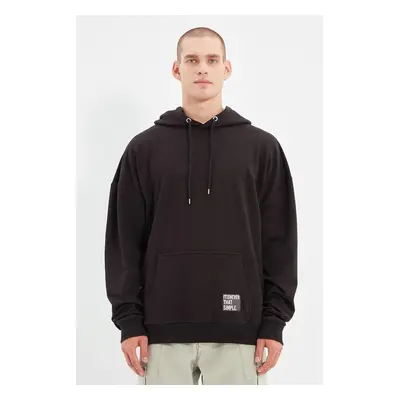 Trendyol Black Oversize/Wide Cut Hooded Fleece Inside/Warm Sweatshirt