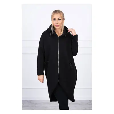 Long insulated sweatshirt in black color