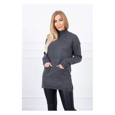 Sweater with graphite stand-up collar