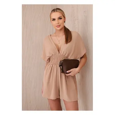 Włoski Ruffled waist jumpsuit Camel