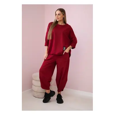 Kesi Włoski Cotton sweatshirt pants set burgundy