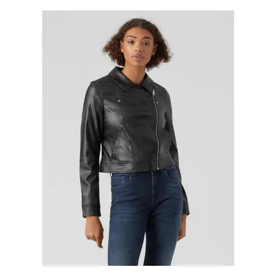 Women's black faux leather jacket VERO MODA Bella - Women