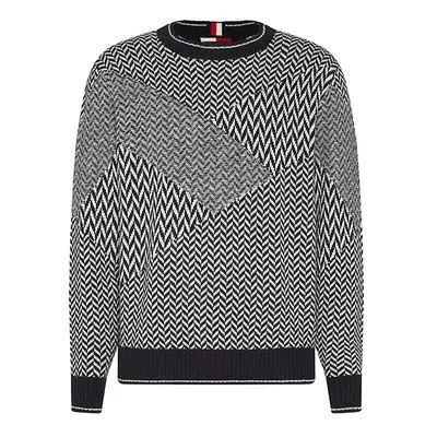 Tommy Hilfiger Sweater - PATCHWORK HERRINGBONE SWEATER black and white