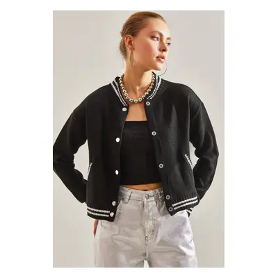 Bianco Lucci Women's Buttoned Bomber Jacket