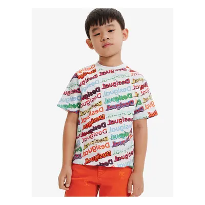 White Kids patterned T-Shirt Desigual Logomania - Boys