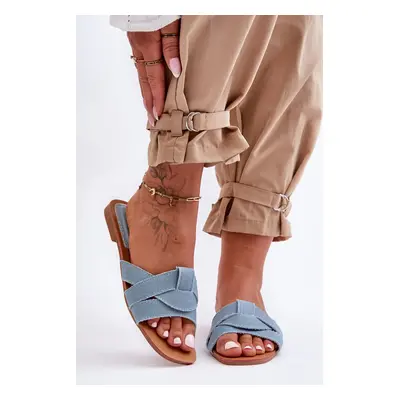 Women's material sandals light blue Aversa