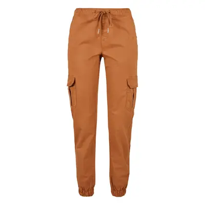 Women's high-waisted cargo tracksuit pants made of caramel