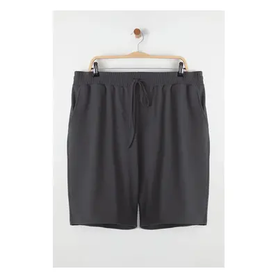 Trendyol Large Size Limited Edition Smoke Oversize/Wide Cut Textured Wrinkle-Free Ottoman Shorts