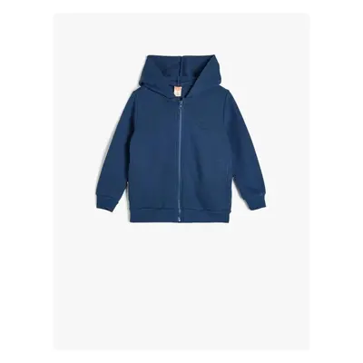 Koton Basic Hooded Sweatshirt Zippered Raised