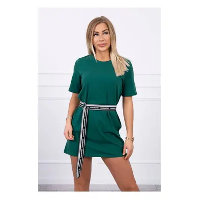 Dress with decorative belt green