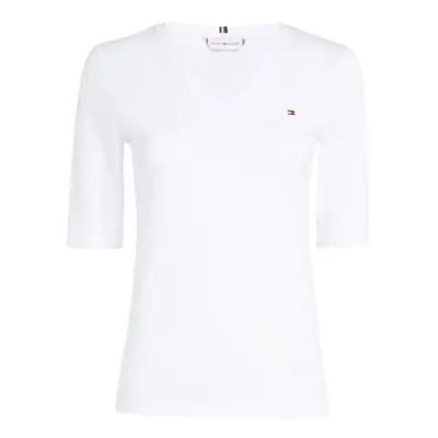 Tommy Hilfiger T-shirt - SLIM V-NK TOP 1/2 SLV white