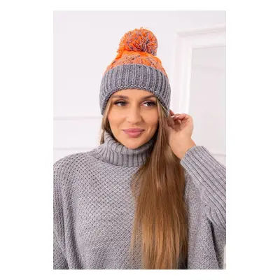 Kesi Cap with a pompom Abigail K326 grey+orange neon