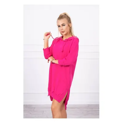 Hooded dress with a long back fuchsia