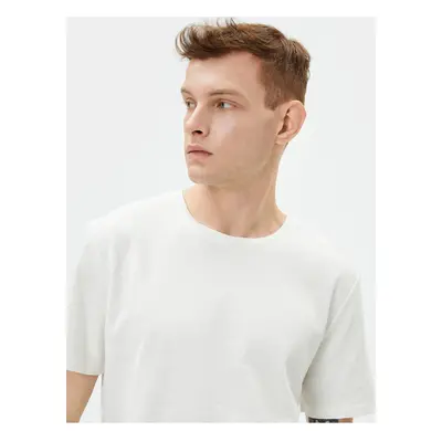 Koton Basic T-Shirt Textured Label Printed Crew Neck Short Sleeve