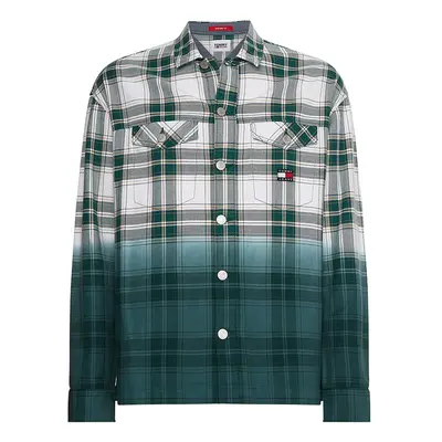 Tommy Jeans Shirt - TJM DIP DYE CHECK OVERSHIRT green