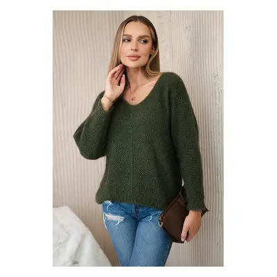 Włoski V-neck sweater khaki