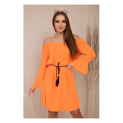 Włoski Dress tied at the waist with a drawstring orange