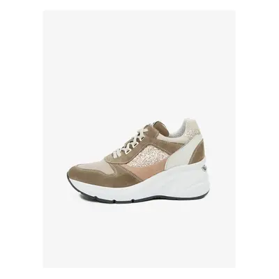 Light brown leather wedge sneakers NeroGiardini - Women's