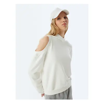 Koton Oversize Sweatshirt Hooded Window Detail Long Sleeve