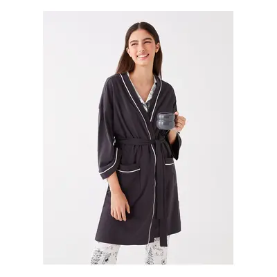 LC Waikiki Lcw Anthracite Women's Shawl Collar Plain Dressing Gown