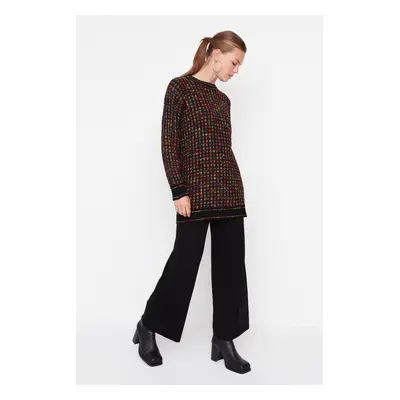 Trendyol Black Knitted Pattern Sweater-Pants Knitwear Set