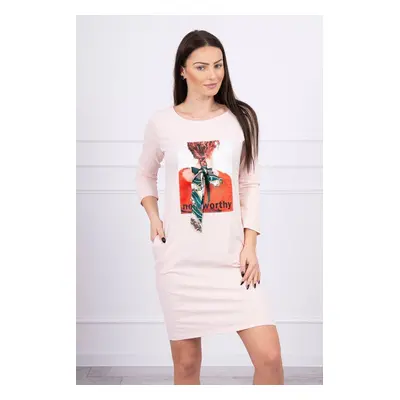 Dress with 3D graphics Remarkable powder pink