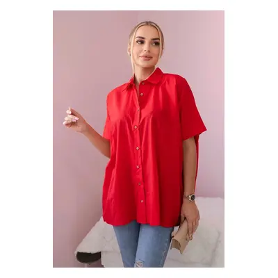 Cotton shirt with short sleeves, red