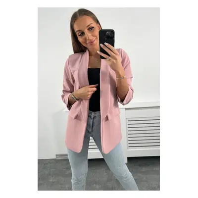 Elegant jacket with lapels gray powder pink