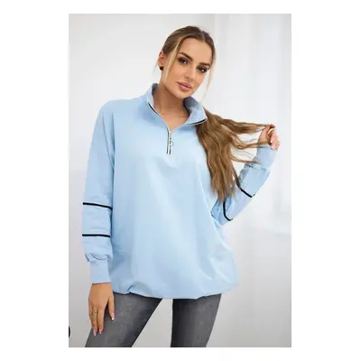 marka niezdefiniowana Sweatshirt with zipper and pockets azure