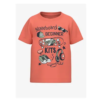 Orange boys' t-shirt with name it Vux print - Boys