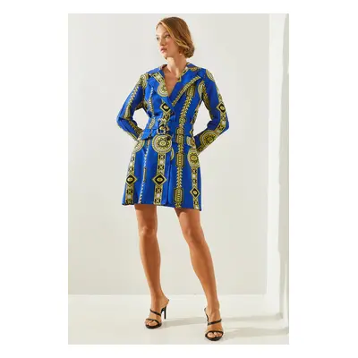 Bianco Lucci Women's Patterned Mini Jacket Dress