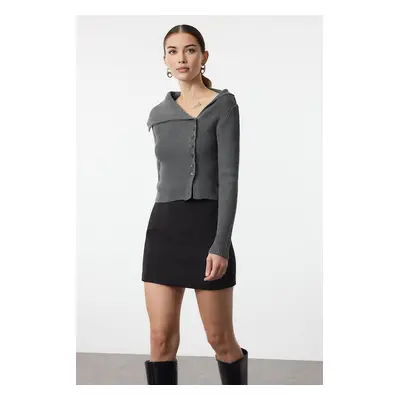 Trendyol Anthracite Premium Yarn Knitwear Cardigan