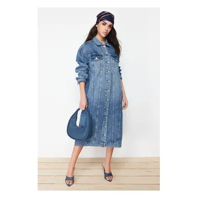 Trendyol Blue More Sustainable Denim Trench Coat