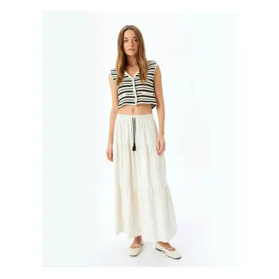 Koton Tied Waist Layered Elastic Long Skirt