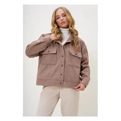 Trend Alaçatı Stili Women's Milk Coffee Lined Double Pocket Cashmere Jacket