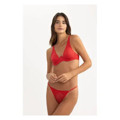 DEFACTO Fall In Love New Year's Themed Lace Padless Underwire Red Bra