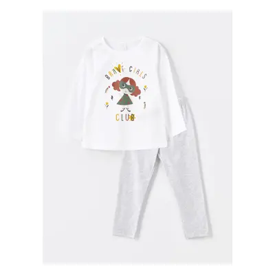 LC Waikiki Crew Neck Printed Baby Girl Pajama Set, 2-Piece