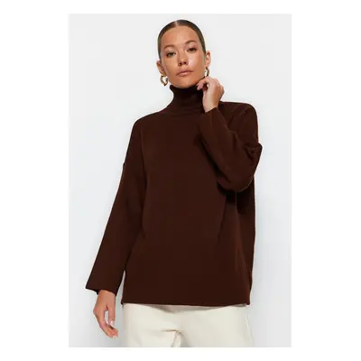 Trendyol Brown Wide Fit Basic Knitwear Sweater