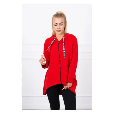 Kesi Sweatshirt with longer back and hood red