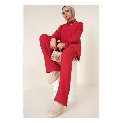 Bigdart T5858 Knitted Hijab Double Suit - Red