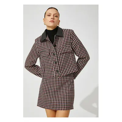 Koton Women's Black Plaid Jacket