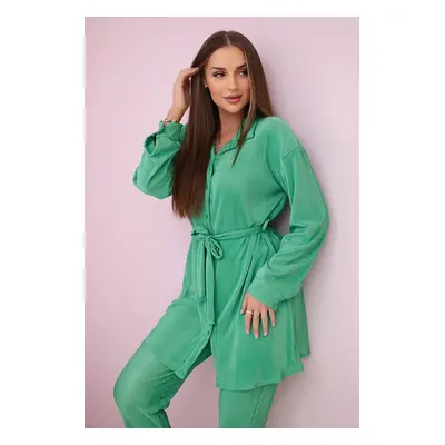 Kesi Włoski Pleated set shirt + trousers green