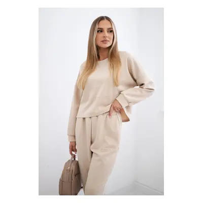 Kesi Włoski Viscose set Amour sweatshirt + pants dark beige