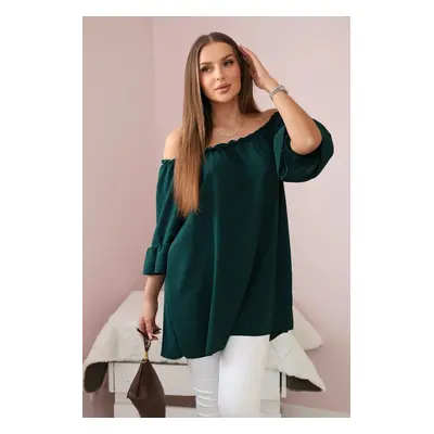 Spanish blouse with ruffles on the sleeve dark green