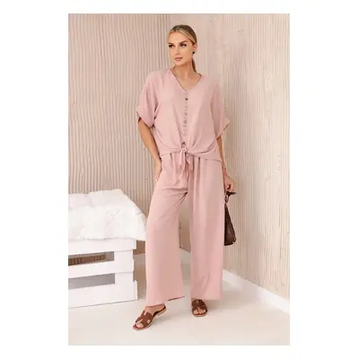 Women's blouse + trousers set - powder